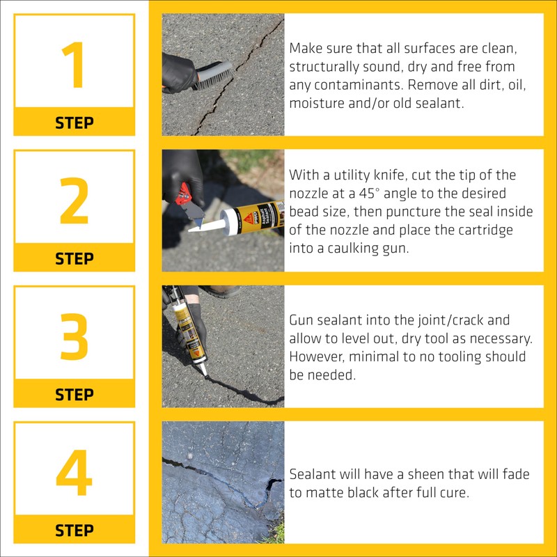 SIKA Sikaflex-410 Asphalt Sealant, Black, Self-Leveling Hybrid Sealant for Filling
