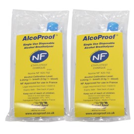 2 Piece European Travel Kit Headlamp Beam Deflectors Headlight Converters Eurolites and AlcoProof Twin Pack NF Approved French Breathalysers Long Expiry Date Breathalyzer