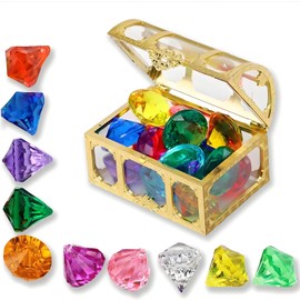 BDBFPAN 10 Pieces Diamonds Child with Boxes, Diamond Diving Rings for Child Diamonds Child Diamond Game Aquariums Table Decoration Party Bag Wedding Pirate Treasure Hunt Child Toy