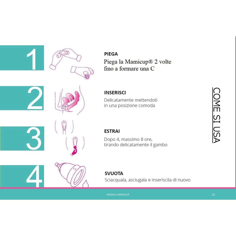 Kit Menstruationstasse MamiCup® M+L (Türkis) - Weiches, flexibles, wiederverwendbares medizinisches