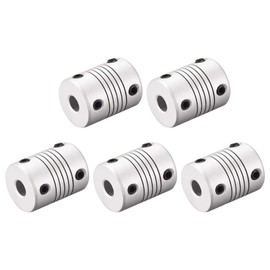 sourcing map 6mm to 8mm Aluminum Alloy Shaft Coupling Flexible Coupler Motor Connector Joint L25xD19 Silver,5pcs