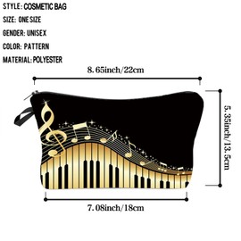 Livel lhood Musical Note Piano Cosmetic Bag for Women Cute Small Makeup Bag for Purse Travel Toiletry Zipper Pouch for Girls Gift for Music Lovers Musical Note Piano Makeup Bag for Her