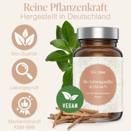 BACKLAXX® Bio-Ashwagandha - KSM-66® Premiumrohstoff - original indische Schlafbeere - natürlich, vegan, hochdosiert