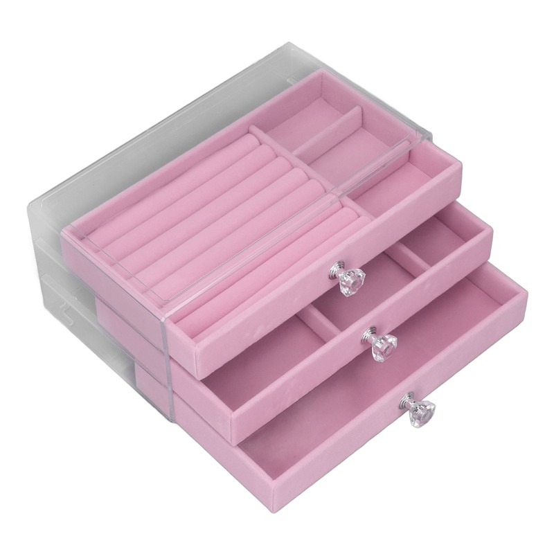 Acrylic Jewelry Organizer 3 Drawers Storage Box Transparent Jewelry Display