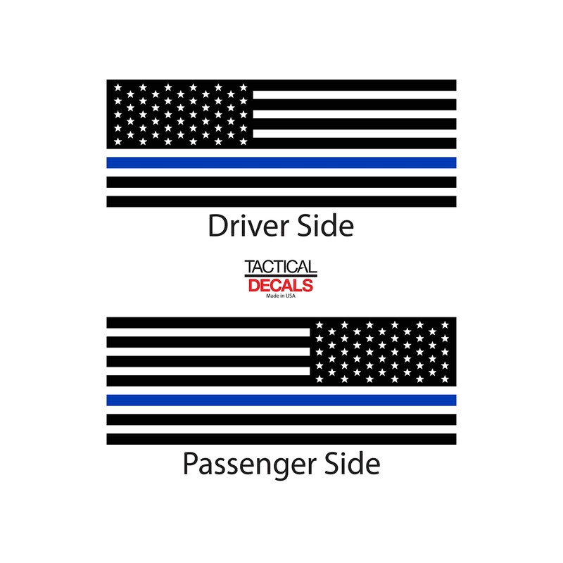 Tactical Decals - USA Flag w/Thin Blue Line Decals For