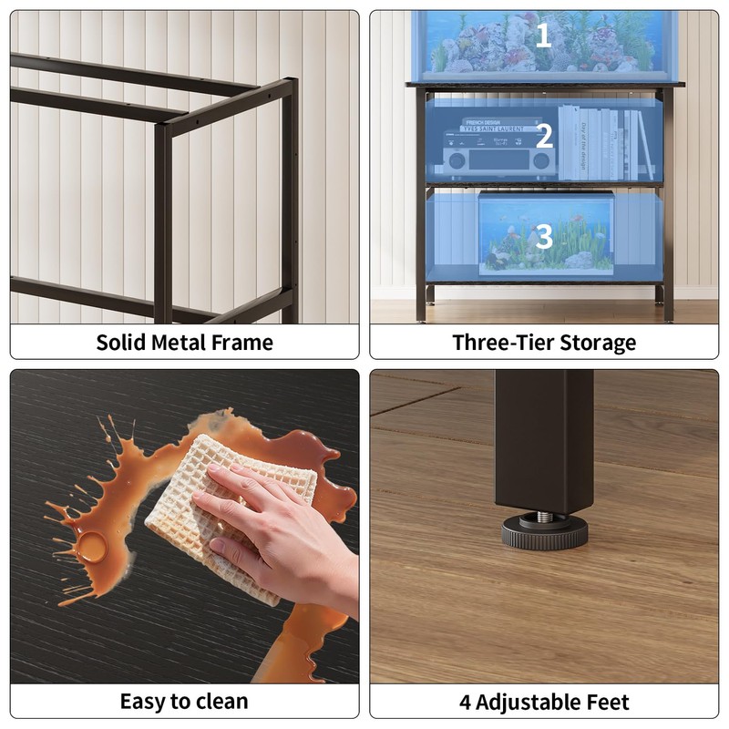 APPOLYN 40-50 Gal 3-Tier Aquarium Stand Fish Tank Stand, Black