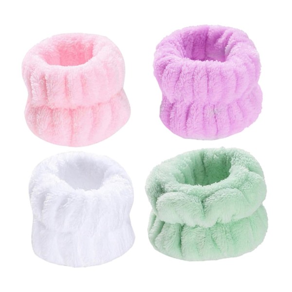 CAXUSD 4pairs Face Washing Wristbands Soft Absorbent Elastic Bands for