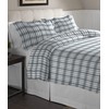Pointehaven Flannel Oversized Duvet Set, Full/Queen, Blue Plaid