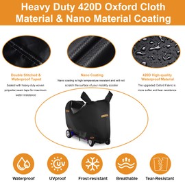 Electric Scooter Cover Waterproof Outdoor,420D Oxford Heavy Duty Mobility Scooter Accessories with Mirror Hoods, Wheelchair Cover, Anti-UV,Windproof,Dustproof (L 50"x23"x39")