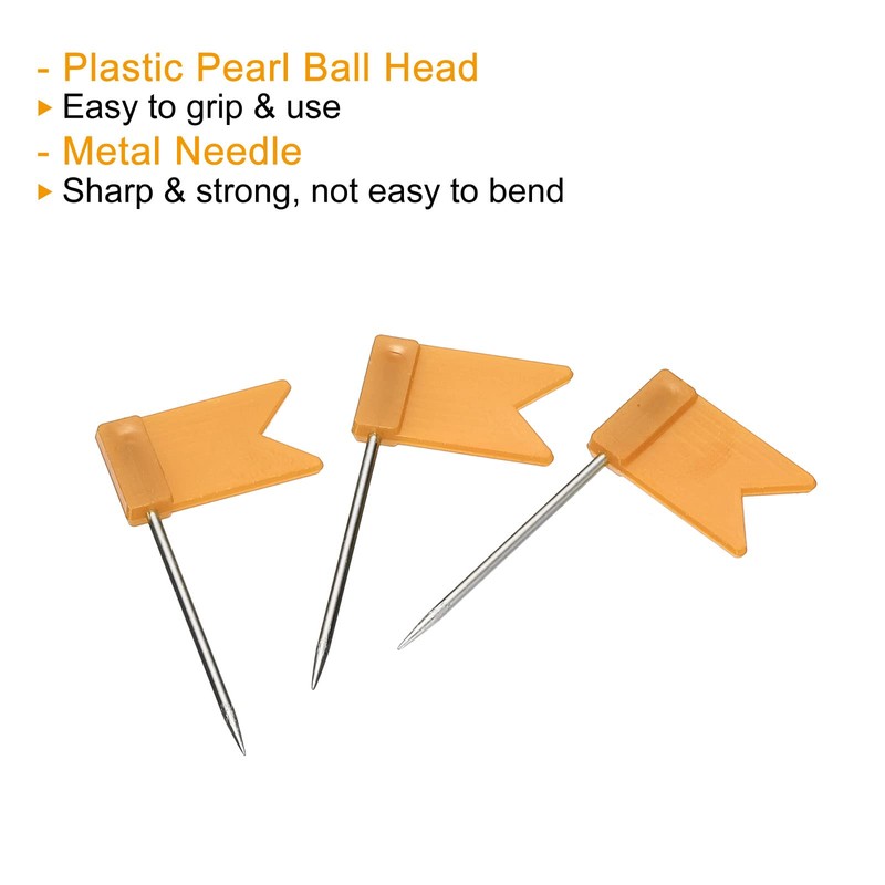 PATIKIL 60 × Package Flag Card Push Pins Plastic Head