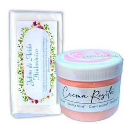 Kit Crema Rosita de Obregón y Jabón Natural Ácido Hialurónico 100gr Protección Solar 15 con Rosas Colágeno Células Madre + Aclarante, Nutritivo.