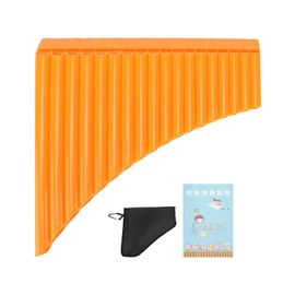 Pan Flute with Cardboard Carrying Bag, C Key Pan Pipes Easy Learn Woodwind Instruments Panpipe Music Woodwind Traditional Musical Instruments for Adults Beginners Training (Orange)