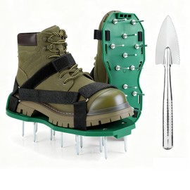 KOSIDA Heavy Strap Garden Aerate Spike Shoes Upgrades Lawn Aerator Shoe Tools Yard Aeration Shoes for Grass Soil Aerating Spikes (Standard Style)