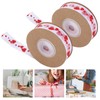 2pcs Red Ribbon 1.5cm/0.6in Wide Heart Pattern Packaging Ribbons DIY