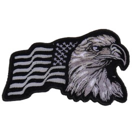 Ivamis Silver Eagle US Flag Facing Right Patriotic Iron on Patch - 4x2.5 inch - P4161