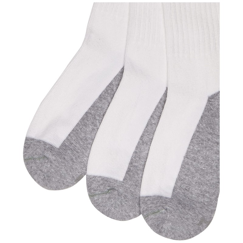 Jefferies Socks Boys 8-20 Seamless Toe Athletic Crew, White/Grey, 6-pack
