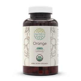 Orange USDA Organic 120 Capsules | Natural Herbal Supplement | Certified Organic Vegetarian Capsules and Organic Orange (Citrus sinensis) Dried Peel (120 Capsules)