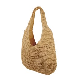 SUKUTU Women's Large Straw Rattan Beach Bag Hobo Handbags Handle Summer Handwoven Straw Purse, khaki, Retro