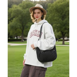 HAUMAUH Women's Crossbody Bags Small Black | Nylon Shoulder Bag Lightweight | Work Purse for Office, College Life, Travel, Commuting, Fits Phone Wallet Keys (Black)