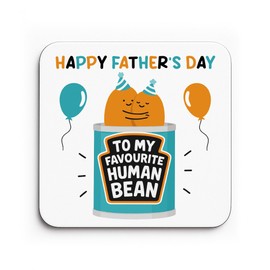 Red Ocean Funny Gift For Fathers Day MY FAVOURITE HUMAN BEAN Coaster Gift For Daddy Dad From Kids Daughter Son Present Dad Grandad Keepsake