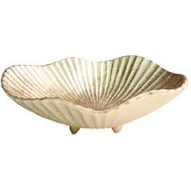 ARTRHYT Large Decorative Bowl decor, Scalloped Pedestal Bowls,Modern Home Decor,Ruffle Decor,Stylish Key Bowl for Entry Table,Decorative Fruit Bowl for Kitchen Counter, Golden