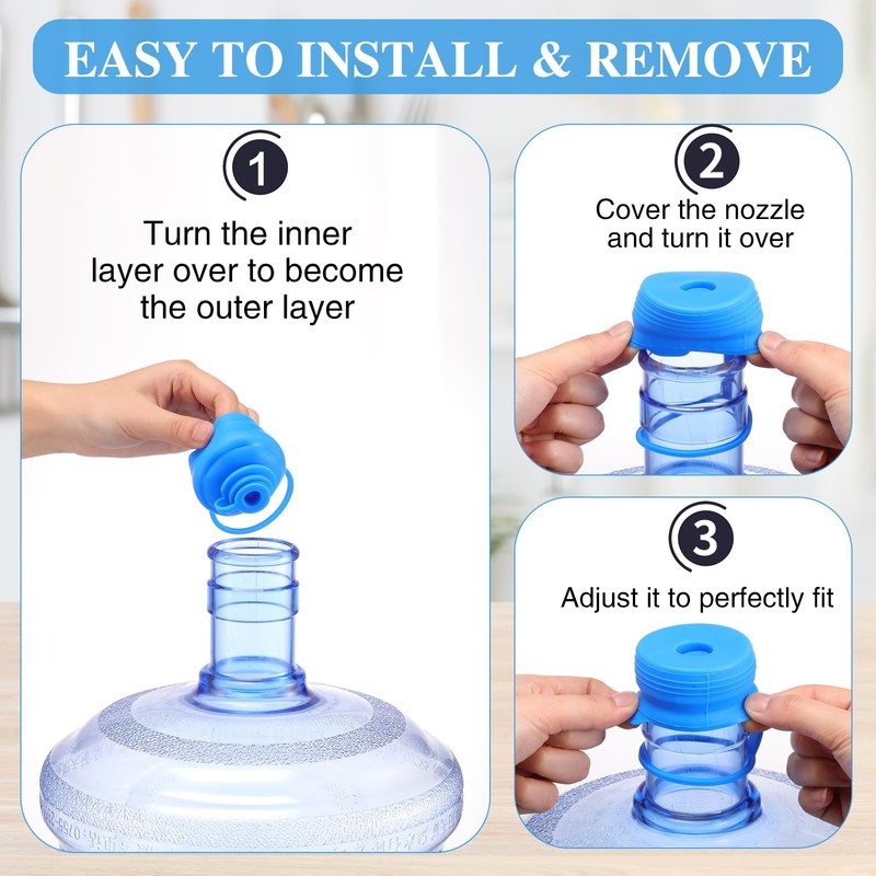 Reallnaive 8 Pcs 3 and 5 Gallon Jug Cap Reusable