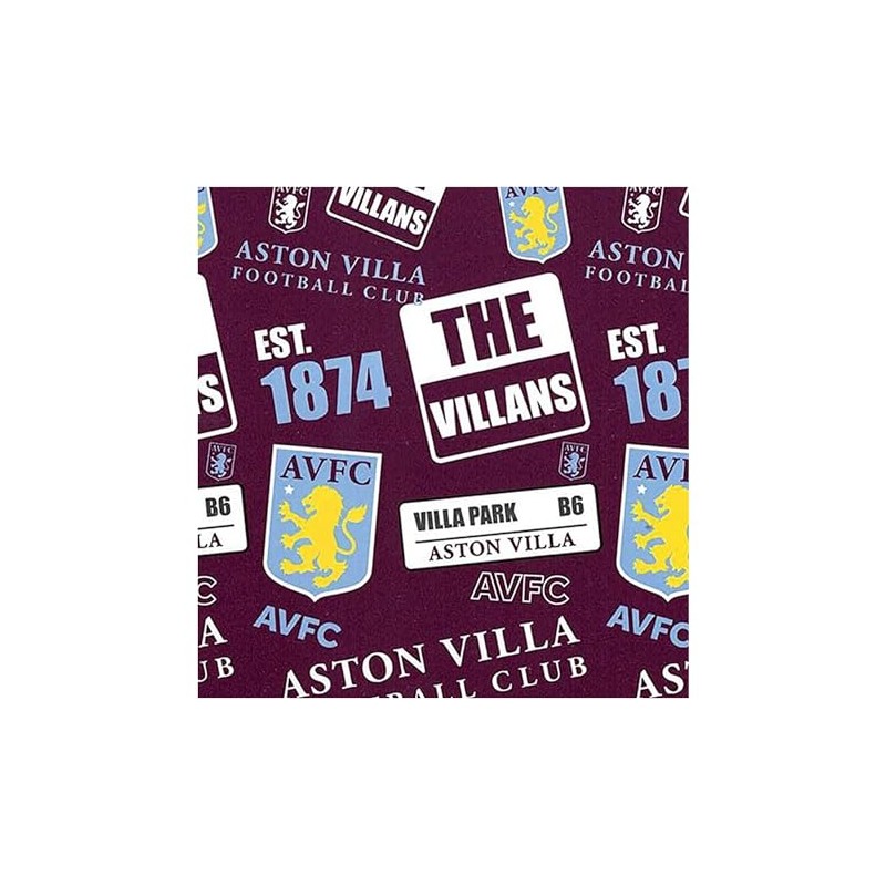 AVFC Double Duvet Football Club Patch Bedding Cover Set, Multicoloured,