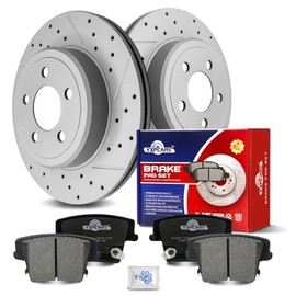Ceramic Rear Brakes Pad and Rotors Drilled Slotted Vented Replacement Disc Brake Kits for Chrysler 300 2005 2006 2007 2008 2009 2010 2011 2012 2013 2014 2015 2016 2017 2018 2019 2020 2021 2022 2023