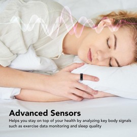 Smart Health Ring, Keramik Smart Ring, Smart Ring Fitness Tracker mit IP68 Wasserdicht, APP Health Tracker, Schlafüberwachung für Männer Frauen (Schwarz) (Innendurchmesser 19,9 mm)