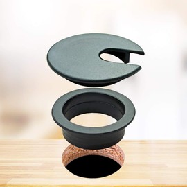 6pcs Desk Grommet 1-3/8 inch Plastic Wire Cord Cable Grommets Hole Cover for Office PC Desk Cable Cord Organizer (Black)