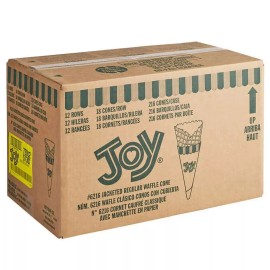 Joy Regular Size Restaurant Jacketed Waffle Ice Cream Cones 6 Inches High - 216/Case