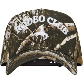 Rodeo Club Camo Western Trucker Hat | Hombres y mujeres | Gorras de campo para vaqueras | Algodón bordado camuflaje | Snapback
