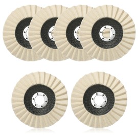 Swiffen 6 Pcs 5 Inch Wool Felt Stone Polishing Wheels Felt Flap Polishing Buffing Discs for Stainless Steel Aluminum Metal Angle Grinder Attachment for Surface Finishing Restoration