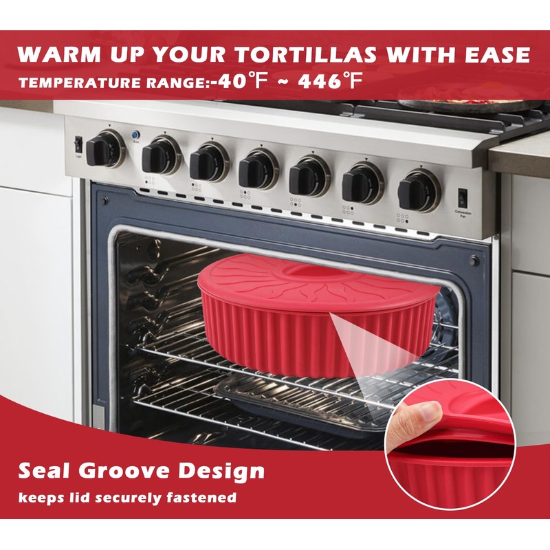 KOLUTI Nonstick Silicone Tortilla Warmer Container, 10 Inch Taco Storage