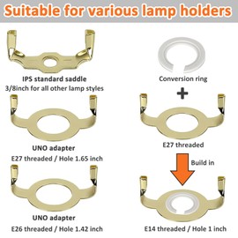 2Pack 7 8 9 10 inch Lamp Shade Holder, Adjustable Lamp Harp Kit, Standard Saddle Fit Both Standard Lamp Rod and E14 E26 E27 Light UNO Fitter Adapter Lampshade Bracket Accessories