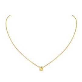 ChicSilver Gold Initial W Clavicle Necklace for Women Monogram Jewelry Letter Charm with Chain Necklaces