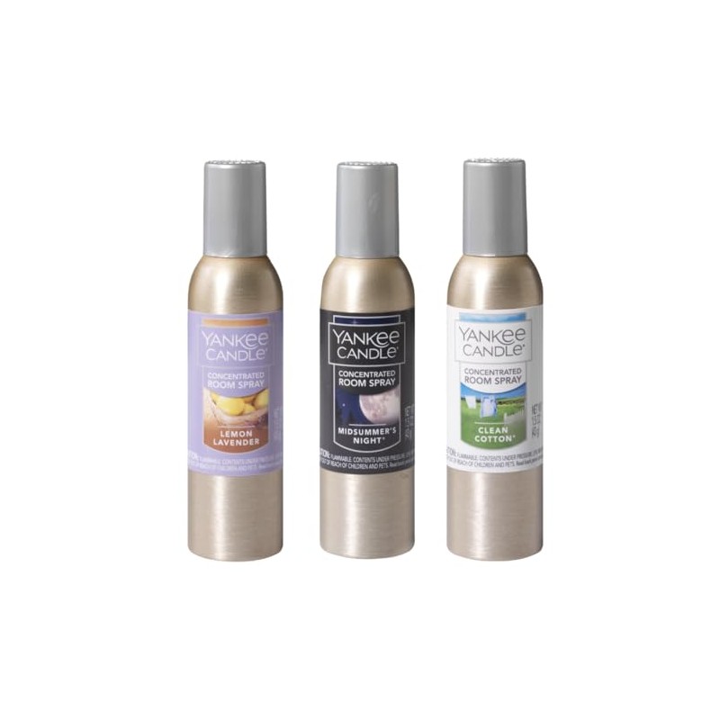 Yankee Candle Popular Fragrances 3-Pack Concentrated Room Sprays (Clean Cotton,