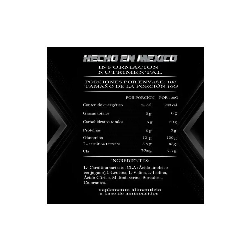Inmortal Clacarnitina Bcaas Glutamina 1kg 100 Cu Servs