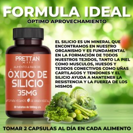 Suplemento Oxido De Silicio Prettan 60 Capsulas 500mg