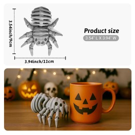 Yipintang 3D Printed Tarantula Spider Figurine – Gray & Silver with Movable Joints – Skeletal, Bone-Like Design for Unique Home or Office Decor