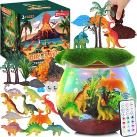 RONSTONE Dinosaurier Spielzeug Terrarium-Set für Kinder - Geburtstagsgeschenke für Jungen - Dino Nachtlicht für Kinder - Lernende wissenschaftliche Bastelsets für Kinder im Alter von 4 5 6 7 8 Jahren