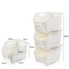 Obstnny 3-Pack Plastic Stacking Storage Basket, Stackable Kitchen Baskets, White