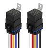 2PCS 5 Pin Waterproof Relay Kit, 40/30 Amp 12V SPDT