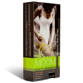 MOOM Express Wax Strips with Chamomile & Lavender, Hair Removal Kit with Finishing Oil – Legs, Bikini, Face & Body, 10 Double-Sided Strips (1 Pack), 20 Count