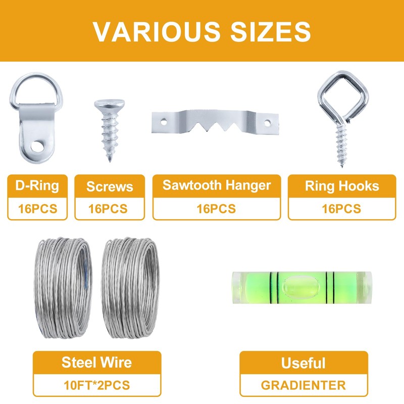 KURUI 303Pcs Picture Hanging Kit, Picture Hangers Assorted Kit with