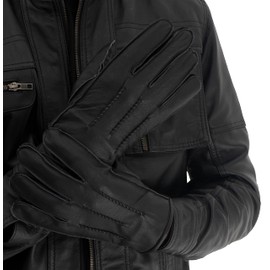 URBAN BUCK Real Leather Gloves for Men Warm Winter Touchscreen Shearling Lined Gordon Balck Driving Glove (XL)