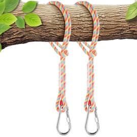 Werfeito Tree Swing Ropes (Set of 2), 5FT/10FT/15FT/20FT, Tree Swing Straps Hanging Kit Holds 4400 lbs, Heavy Duty Carabiners for All Swing Hammock Playground Set Accessories (15FT)