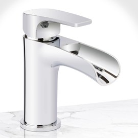 Miseno MNO5882L Cascade Single Hole Bathroom Faucet - Includes Push-Pop Drain Assembly and Optional Deck Plate - Polished Chrome