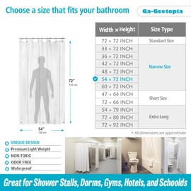Ga-Geetopia Narrow Size EVA Clear Shower Curtain Liner, Pebble Pattern 54x72 Inch Lightweight Plastic Bathroom Shower Showroom Inner Curtain with Rustproof Metal Grommets and Weighted Magnets