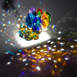 H&D HYALINE & DORA 38mm Crystal Suncatcher Glass Colorful Faceted Chandelier Prisms Hanging Drop Lamp Parts, Pack of 12